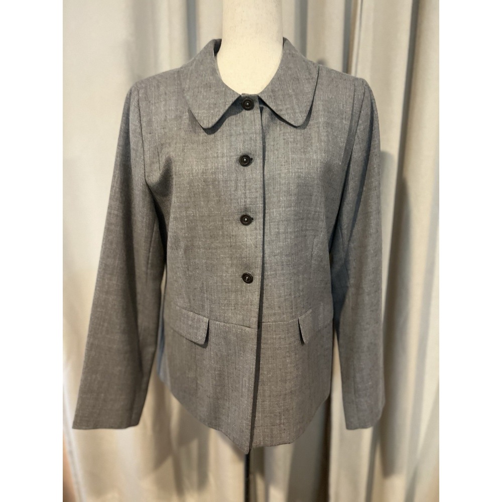 Pendleton Women's 5 Button Blazer Gray Size 14 100% Wool